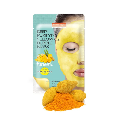 PUREDERM Deep Purifying Yellow O2 Bubble Mask TURMERIC 20g