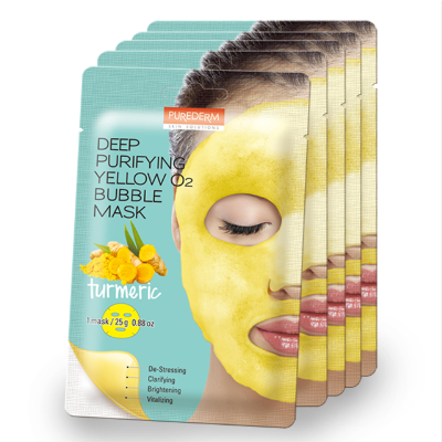 PUREDERM Deep Purifying Yellow O2 Bubble Mask TURMERIC 20g