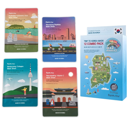 FarmStay Trip to Korea Σετ Μασκών Προσώπου (1 Κουτί / 12 Φύλλα) 23ml