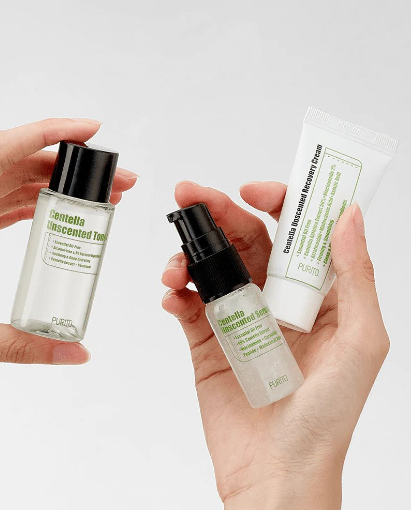 Purito Centella Unscented Mini Kit 3pcs (Toner 30ml, Serum 15ml, Cream 12ml)