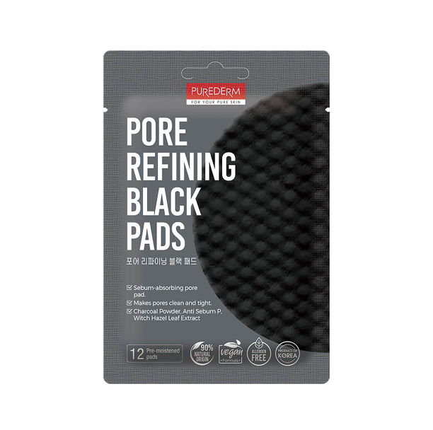 PUREDERM Pore Refining Black Pads, 12 τεμ.