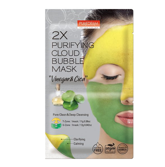 PUREDERM 2x purifying cloud bubble mask vinegar&cica 11g +12 g