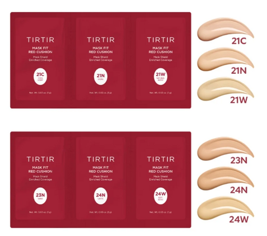 TIRTIR Mask Fit Red Cushion 6 Shade Trial Kit - 6 Colors [Light Medium] (21C-24W)